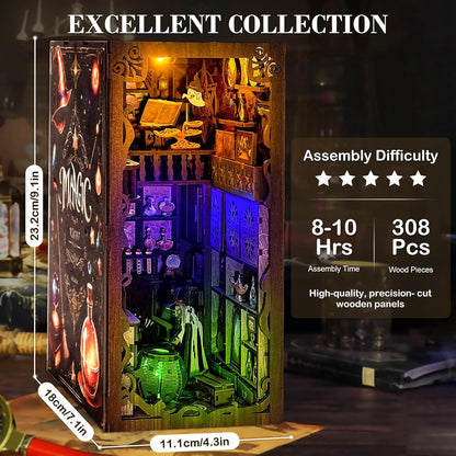 Book Nook Kits for Adults, Miniature House Dollhouse Kit for Teens, DIY Crafts for Adults, Bookshelf Decor Magic House with LED Light, Gifts for Family and Friends