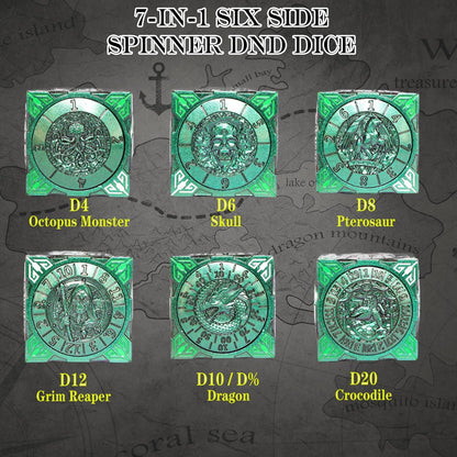 6 Sided Spinner DND Dice - Metal D4 D6 D8 D10 D10% D12 D20 All in One D&D Set - Cool Role Playing Gifts for Dungeons and Dragons TRPG MTG Games Lover Players Purple