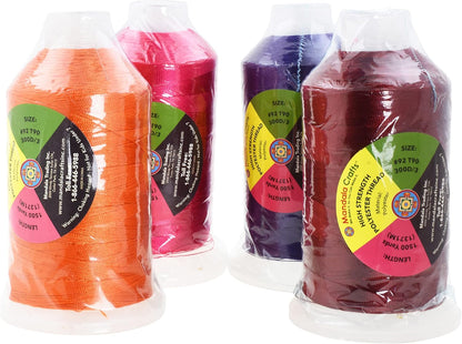 Mandala Crafts Maroon Purple Orange Hot Pink Heavy Duty Thread - 6000 Yds Tex 90 Thread - Bonded Polyester Thread Outdoor Marine Upholstery Threads