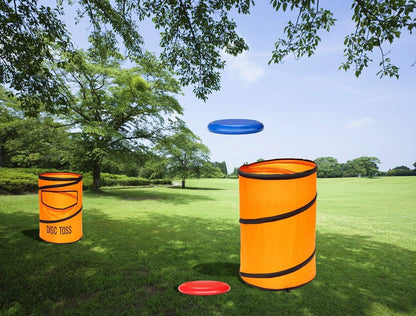 Folding Disc Toss Game Set - Flying Disc Toss Dunk Game Set - Includes 2 Disc Targets with Bean Bag & 2 Flying Discs & Carrying Case - Great for Backyard,BBQs,Tailgating