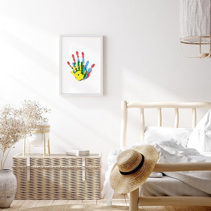 Diytoolsman Family Handprint Kit - DIY Crafts Keepsake White Wooden Frame - Gifts for New Parents, Fun Mom Gift - Includes 5 Non-Toxic Paint Colors