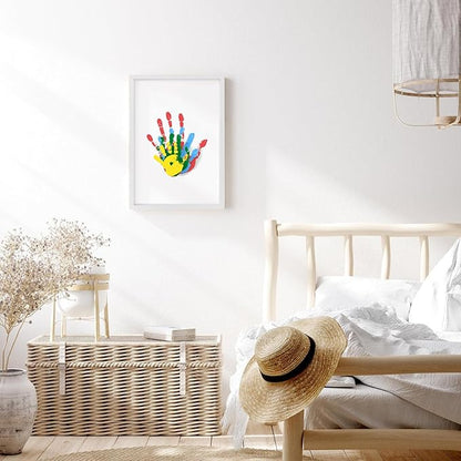 Diytoolsman Family Handprint Kit - DIY Crafts Keepsake White Wooden Frame - Gifts for New Parents, Fun Mom Gift - Includes 5 Non-Toxic Paint Colors