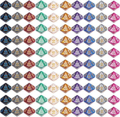 CiaraQ DND Polyhedral Dice (100pcs) with A Dice Bag Compatible with Dungeons and Dragons DND RPG MTG Role Playing Table Games (D% dice, 10 colors-100 pcs)