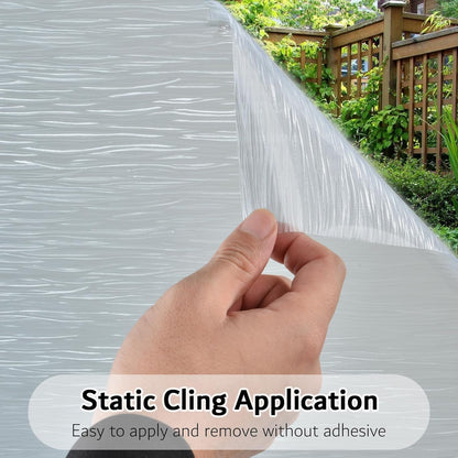 VELIMAX Frosted Window Privacy Film Non Adhesive Window Cling Removable Glass Covering Clear Water Opaque Window Film for Home Anti UV 17.7x78.7 inches - Crafty Corner