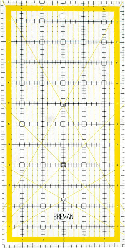 Breman Precision Quilting Rulers – 6x12 Inch Clear Acrylic Rulers for Quilting and Sewing – Laser-Cut Edge, Easy-Read Grid Lines, Angled Markers – Fabric Guide for Left & Right-Handed Users
