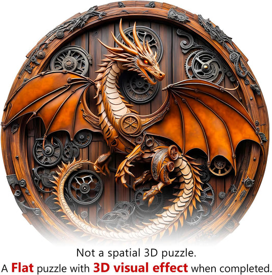 Wooden Puzzles for Adults, Mechanical Dragon Wooden Jigsaw Puzzle for Adults, Wood Puzzles Adult, Unique Animal Shape, Gifts for Friends and Family, Wall Art Canvas Puzzle (XL -17.3*17.2in -550 pcs)