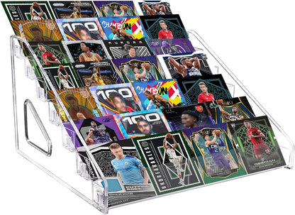 Trading Card Display Stand, 7-Tier Greeting Card Display Stand, 12 in Acrylic Portable Versatile Display Rack Holder for Graded Cards, PSA Cards,Sports Cards, Business Cards (1 Pack)
