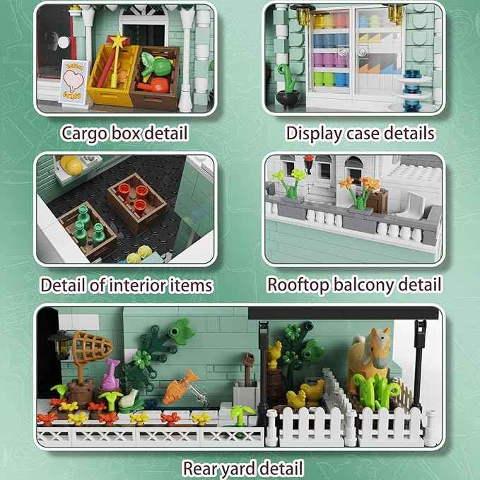 City Grocery Store Building Blocks Set for Adults, 3 Levels Street View Modular House Building, Christmas Birthday Gift for Teens(2225 Pcs)