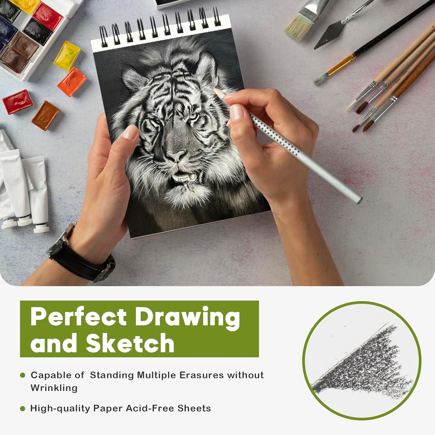 CONDA 5.5 x 8.5 Sketchbook Book - Top Spiral Bound Pad, 2 Packs of 100-Sheets (68lb/100gsm) Acid Free Artistic Paper for Drawing, Painting, Writing - Ideal for Beginners Artists - Crafty Corner