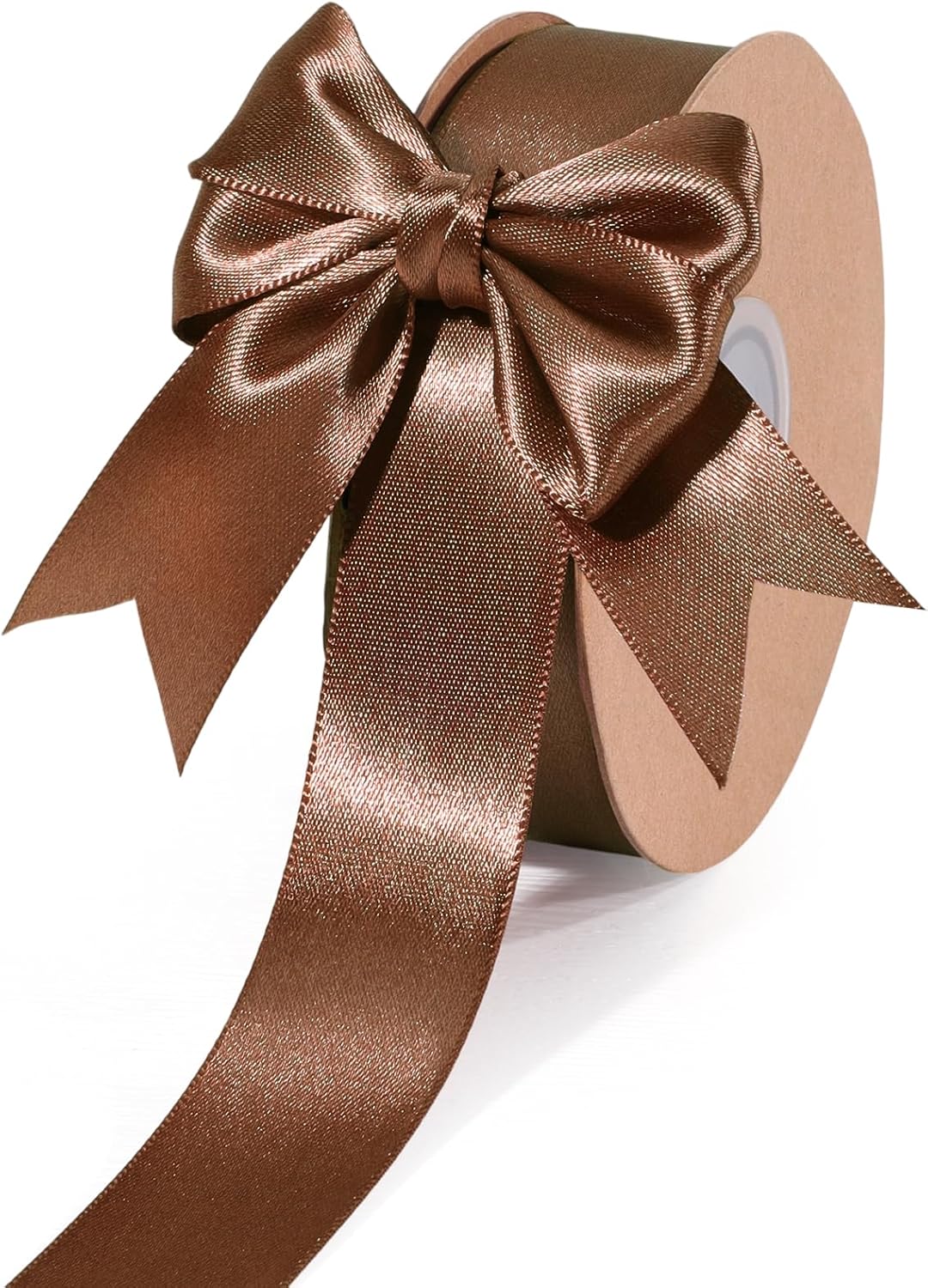 LaRibbons Brown Satin Ribbon 1 Inch 50 Yards Thin Luxury Double Faced Mocha Mousse Silk Ribbon for Flower Bouquet Crafts Gift Wrapping Wedding Decoration - Crafty Corner