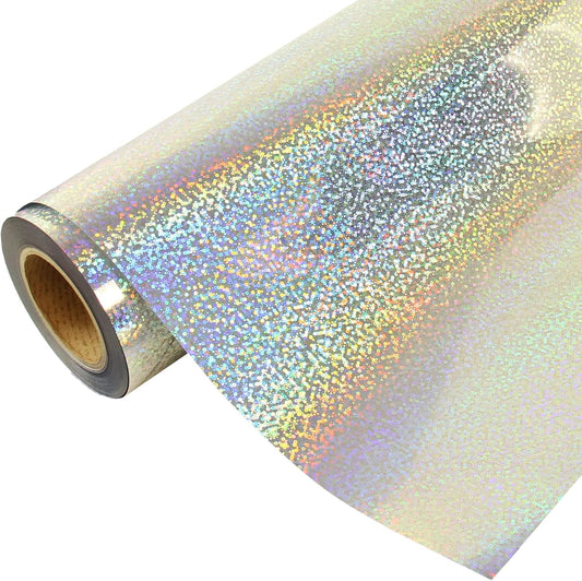 Threadart Metallic Foil Silver Pattern Heat Transfer Vinyl Film | Custom Cut Roll 20" Wide by The Yard | Compatible with Venture Explore and Maker, Silhouette Cameo, & Large Format Cutters