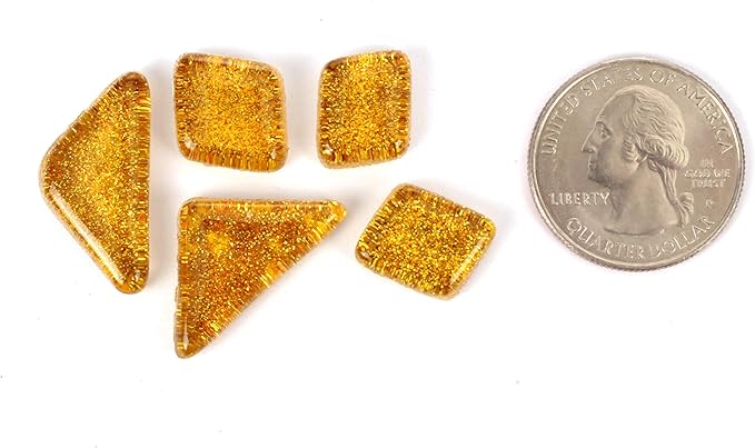 Milltown Merchants™ Burnt Orange Glitter Mosaic Tile Pieces - Bulk Tangerine Sparkle Mosaic Tiles - 1 Pound (16 oz) Shimmer Tile Assortment for Backsplash, Stepping Stones, and Mosaics