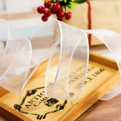 CT CRAFT LLC Sheer Organza Wired Ribbon 1.5" x 50Yards White for Wedding Chair Bow Flora Bouquet Gift Wrapping Christmas Tree Home Decor Wreath - Crafty Corner