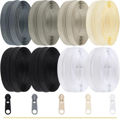 Zippers by The Yard for Sewing, DOITEM 2.8 mm Zippers 22.4 m Nylon Endless Zip Set with Slider and Zip for Sewing and Crafts – 6 Colors