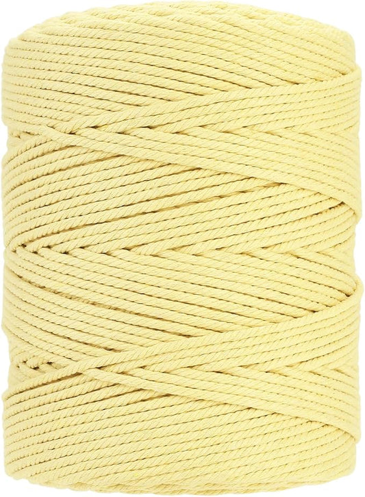 GOHOHOF Macrame Cords - 4mm x 328 Yards Natural Cotton Yarn, Soft Rope for Macrame Crafts (Light Yellow)