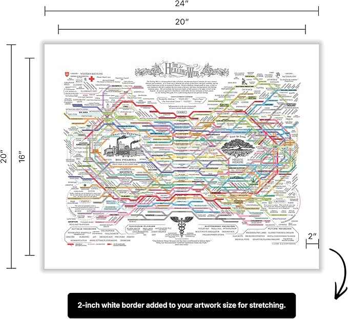 Poster Master The Healing Web Canvas - Health Diagram Print - Therapy Art - Holistic Wall Design - Pharmacological Remedy Art - Great Living Room or Office Decor - 16x20 ROLLED Canvas