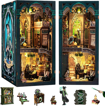 CUTEBEE Book Nook Kit, DIY Booknook Miniature House Tiny House 3D Wooden Puzzle Dollhouse Kit for Adults and Teens, Bookshelf Insert Decor, DIY Craft Gift Model Build