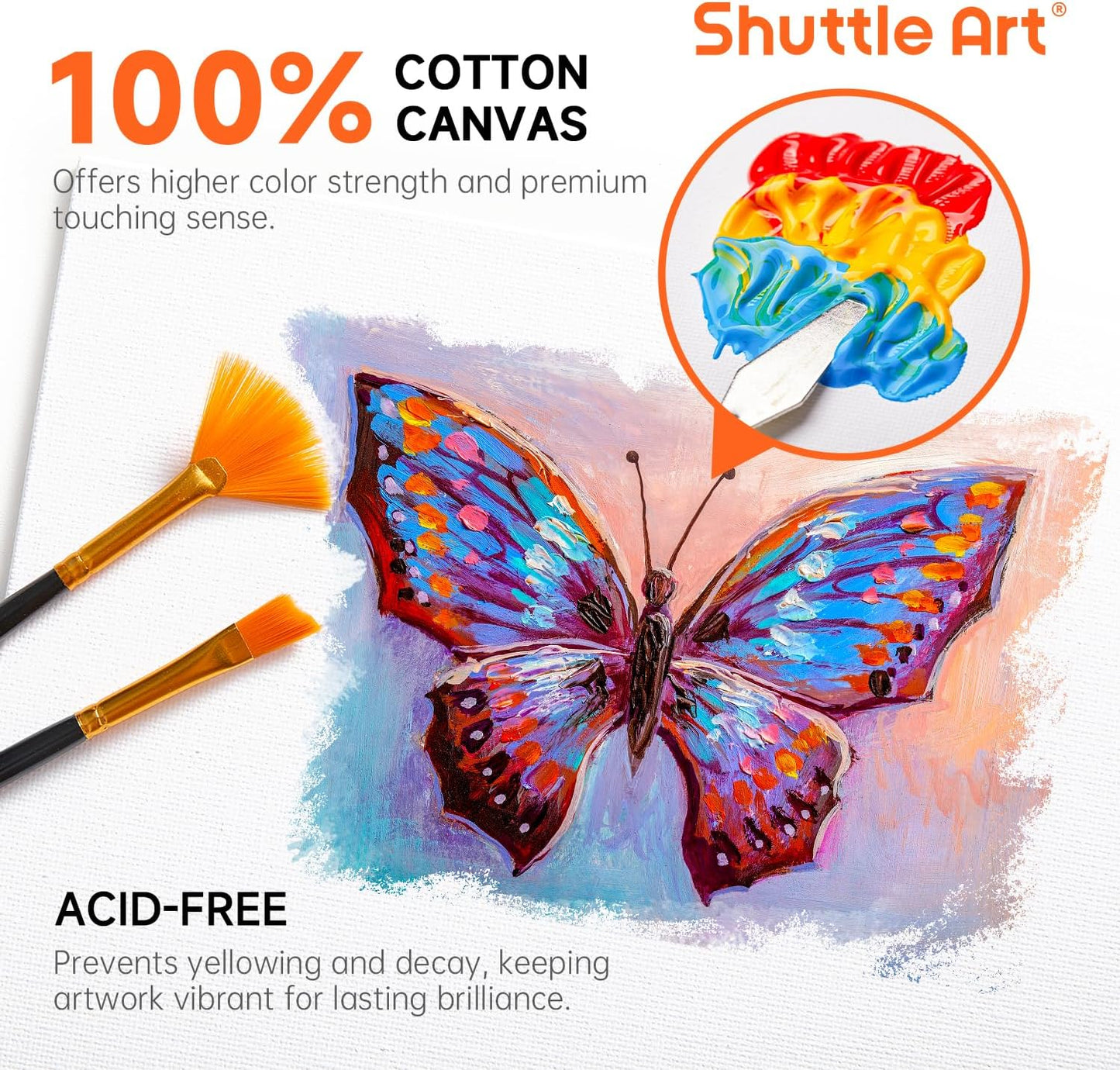 Shuttle Art Painting Canvas Panels, 36 Pack, 5x7, 8x10in (18 of Each), 100% Cotton, Primed White Canvas Boards for Painting, Blank Canvases for Kids, Adults & Artists for Acrylic and Oil Painting