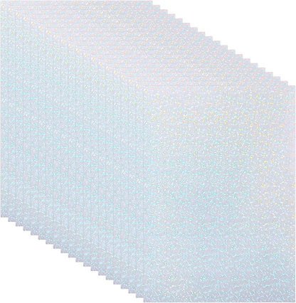 PATIKIL 8.3x5.8" Holographic Sticker Paper, 20Sheets A5 Polypropylene Self-Adhesive Transparent Waterproof Laminate Overlay Film for Photo Cards Scrapbook Decorations, Little Circle