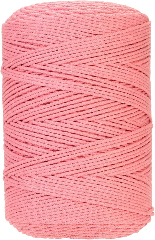 GOHOHOF Macrame Cord 3mm x 546yards Natural Macrame Cotton Rope Colored Macrame Rope Soft Cotton Cord Macrame Supplies Craft Rope Macrame Yarn for Plant Hanger Wall Hanger Dreamcatcher(Pink)