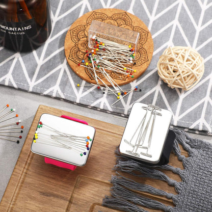Magnetic Wrist Sewing Pincushion with 100 Pieces 1.5 Inch Ball Head Sewing Pins Set Wrist Magnetic Pin Holder Gift Supplies(Rose Red)