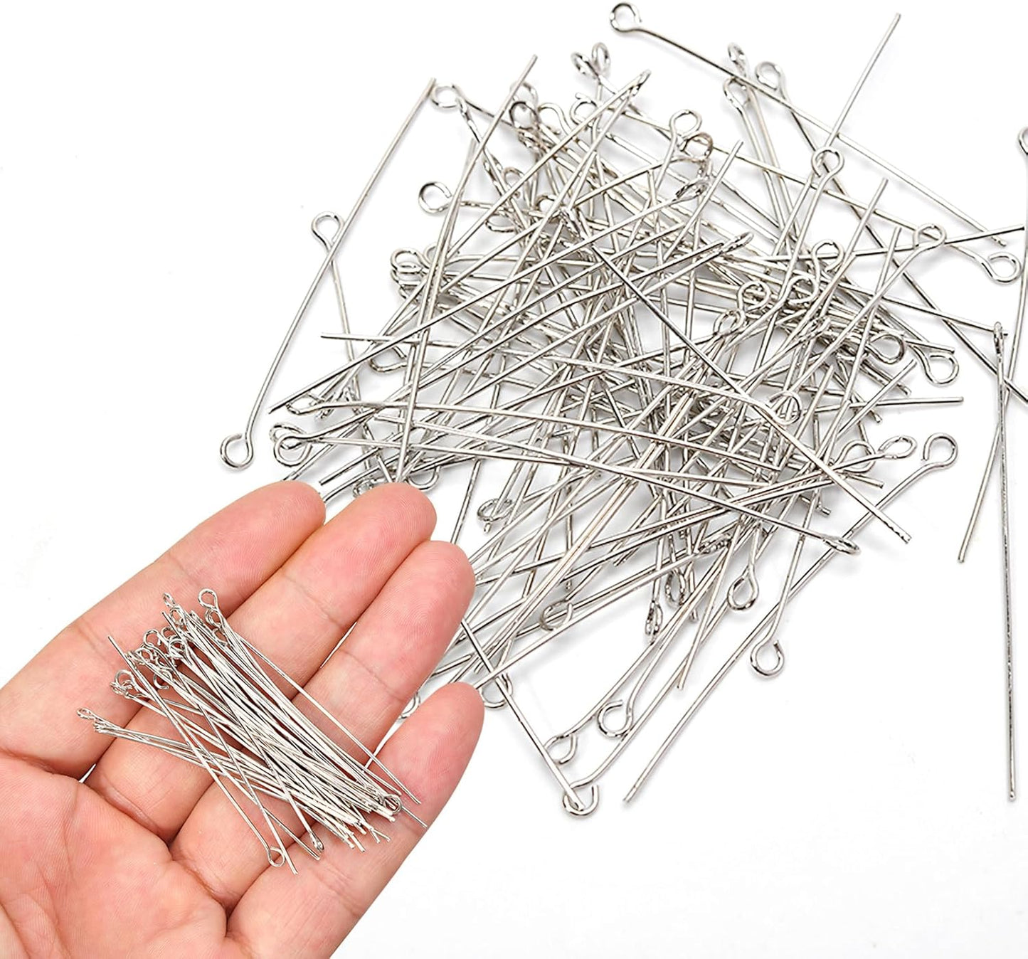 260pcs Silver Filled Eye Pins Non Tarnish Craft Earring Bracelet Jewelry Making Accessories Supplies (20mm (0.78in, Silver-Eye Pin) - Crafty Corner