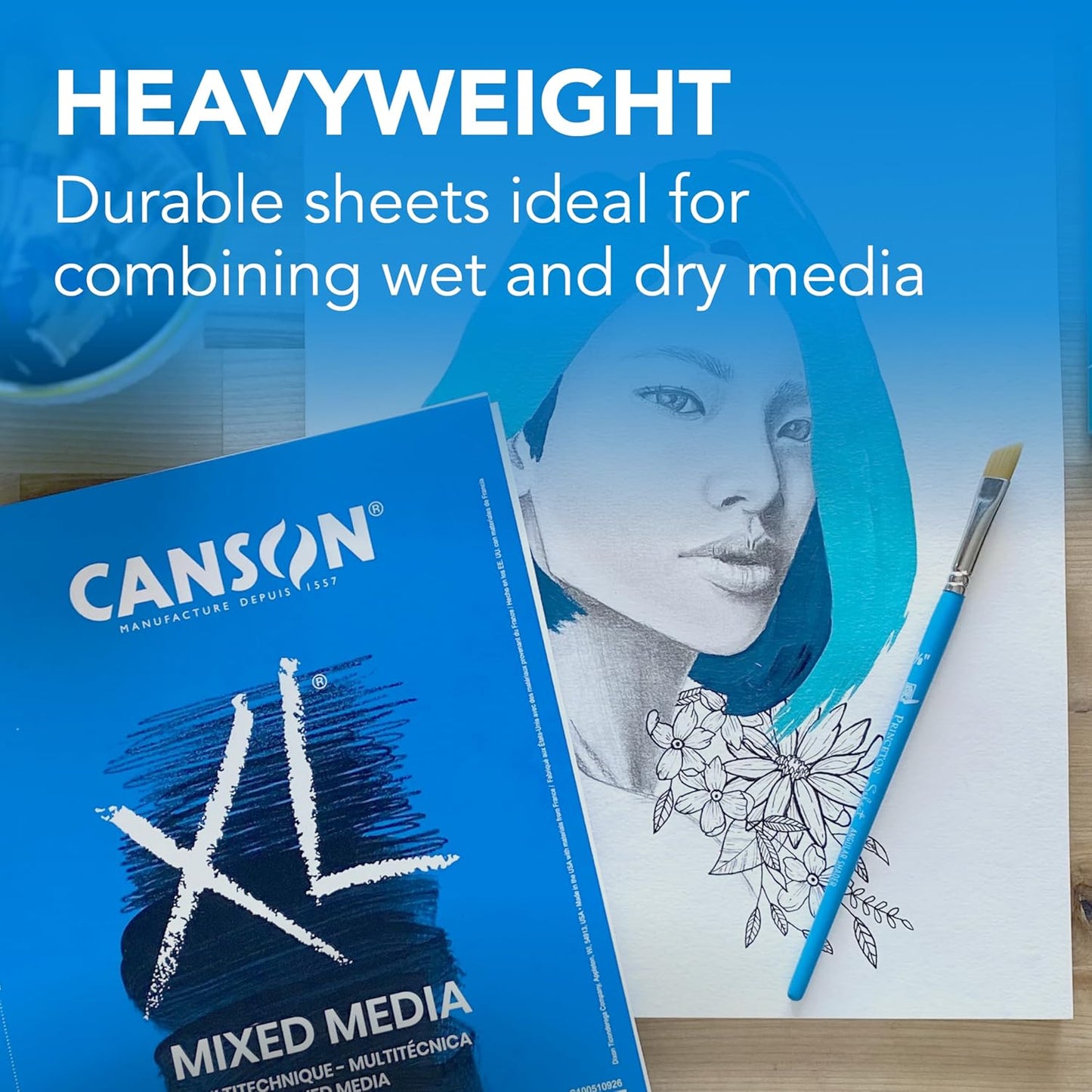 Canson XL Series Mixed Media Pad, Side Wire, 9x12 inches, 60 Sheets – Heavyweight Art Paper for Watercolor, Gouache, Marker, Painting, Drawing, Sketching - Crafty Corner