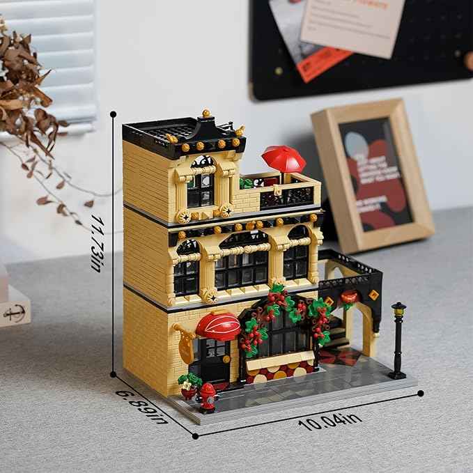 ENJBRICK Flowers City Restaurant Assembly Square Building kit for Adutls,Creator Building Sets for Girls 8-12 Years 1489 pcs
