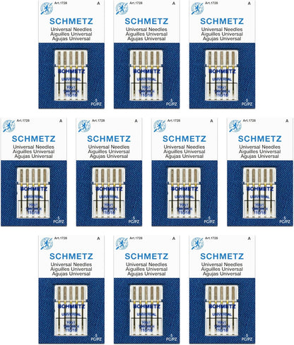 SCHMETZ Universal Sewing Machine Needles - Size 110/18, 5-Needle Cards, Pack of 10