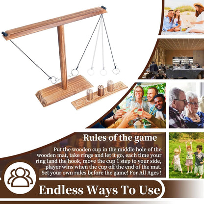 Ring toss Game, Large Base Hook and Ring Game, Hook and Ring Throwing Game for Adults Kids, Family-Friendly Indoor Holiday Fun or Outdoor Patio Games
