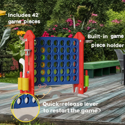 UNICOO Giant 4 in A Row Game with Carry Bag, Basketball Hoop, Ring Toss Game, 4-to-Score Game | Large Outdoor Yard Game, Parties & Gatherings Games