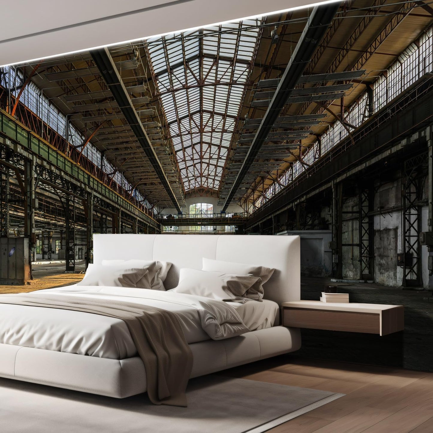wall26 Wall Sticker/Wall Mural Industrial Interior of an Old Factory Building, Not Peel and Stick, Non-Woven Wallpaper Decorative for Bedroom, Living Room, Office - 99x96 inches