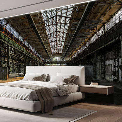 wall26 Wall Sticker/Wall Mural Industrial Interior of an Old Factory Building, Not Peel and Stick, Non-Woven Wallpaper Decorative for Bedroom, Living Room,Office - 132x144 inches