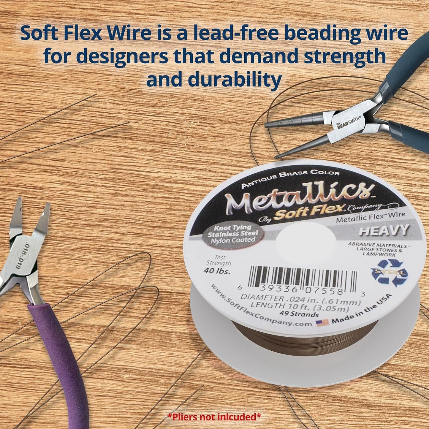 Soft Flex 49 Strand Beading Wire - Heavy 0.24 Diameter - 10 Feet Nylon Design Wire - Crafty Corner