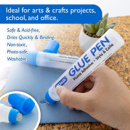 BAZIC Products Washable Glue Pen 1.7 Oz. (50 mL), Liquid Clear Glues Bond Adhesive for Art Crafts Project at School Home Office (2/Pack), 24-Pack