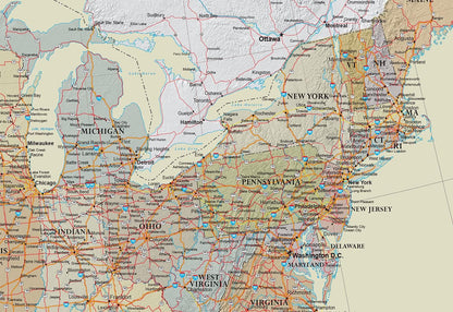24x36 United States, USA Contemporary Premier Wall Map Poster (24x36 PAPER)