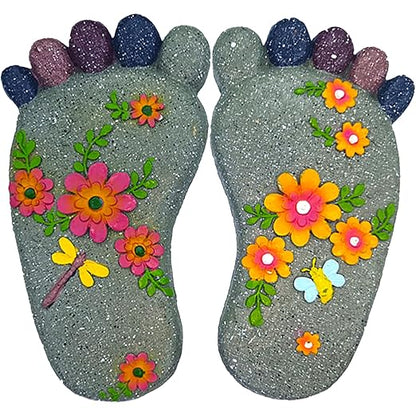 Outdoor Lawn Footprint Stepping Stones — Decorative Paving Stones Suitable for terraces, Vegetable Gardens, Gardens, or walkways， Home Decor Footprint Commemorative Stone Set (2 Pieces)