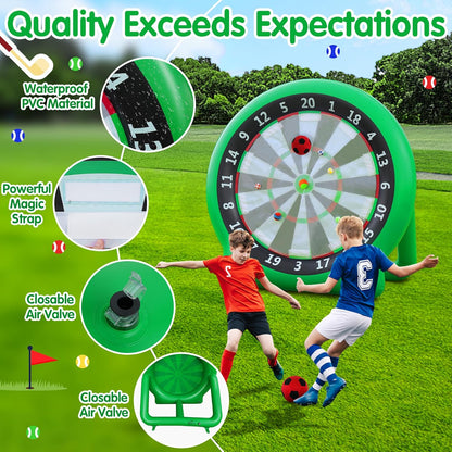 6FT Inflatable Dartboard, Giant Kick Darts Soccer Darts Golf & Throw Dart with Air Pump, Giant Outdoor Games, Blow up Soccer Dart for Yard Party Large Dartboard for Kids & Adults 20+Games