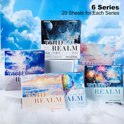 Sky-Themed Scrapbook Paper Set, 120PCS Dual-Material Ephemera for Junk Journaling, Scrapbooking, DIY Crafts, and Art Supplies