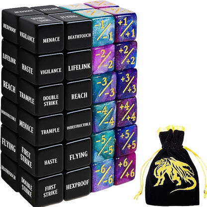 48 PCS MTG Counter Token Dice Abilities Keyword Counters Bulk Creature Stats Buff Magic The Gathering Tokens Dice Set with Bag TCG Card Games Accessories (MTG)