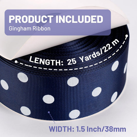 Polka Dot Grosgrain Ribbon 1.5 Inch, 25 Yards Spool Navy Blue and White Dot Craft Ribbon for Christmas Gift Wrapping DIY Crafts Hair Bows Wedding Party Decor Sewing and Home Decoration - Crafty Corner