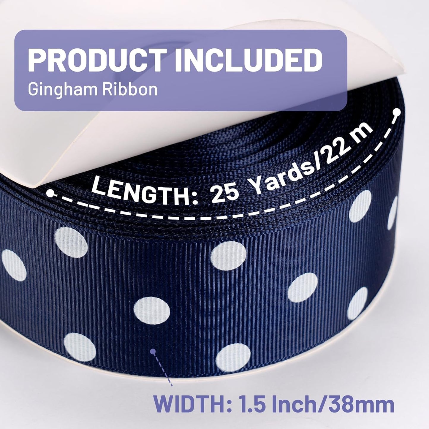 Polka Dot Grosgrain Ribbon 1.5 Inch, 25 Yards Spool Navy Blue and White Dot Craft Ribbon for Christmas Gift Wrapping DIY Crafts Hair Bows Wedding Party Decor Sewing and Home Decoration - Crafty Corner