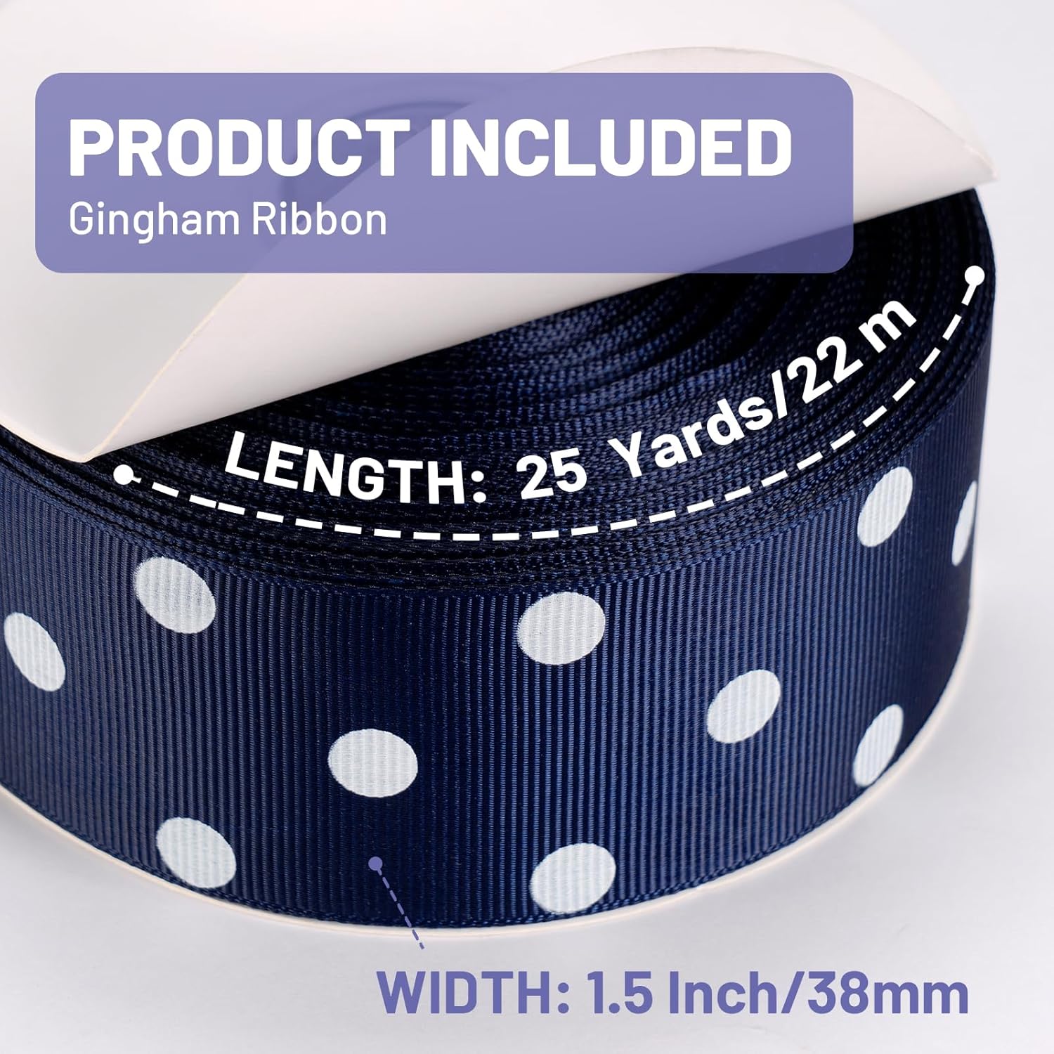 Polka Dot Grosgrain Ribbon 1.5 Inch, 25 Yards Spool Navy Blue and White Dot Craft Ribbon for Christmas Gift Wrapping DIY Crafts Hair Bows Wedding Party Decor Sewing and Home Decoration - Crafty Corner