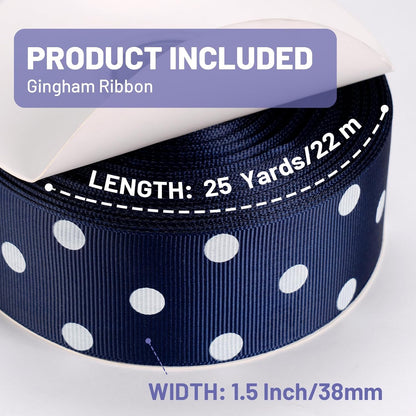 Polka Dot Grosgrain Ribbon 1.5 Inch, 25 Yards Spool Navy Blue and White Dot Craft Ribbon for Christmas Gift Wrapping DIY Crafts Hair Bows Wedding Party Decor Sewing and Home Decoration - Crafty Corner