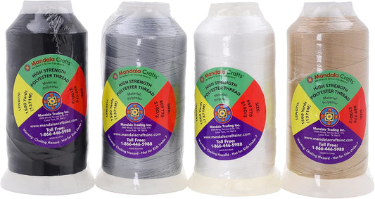 Mandala Crafts Neutral Heavy Duty Thread - 6000 Yds Tex 70 Thread - Bonded Polyester Thread Outdoor Marine Upholstery Threads