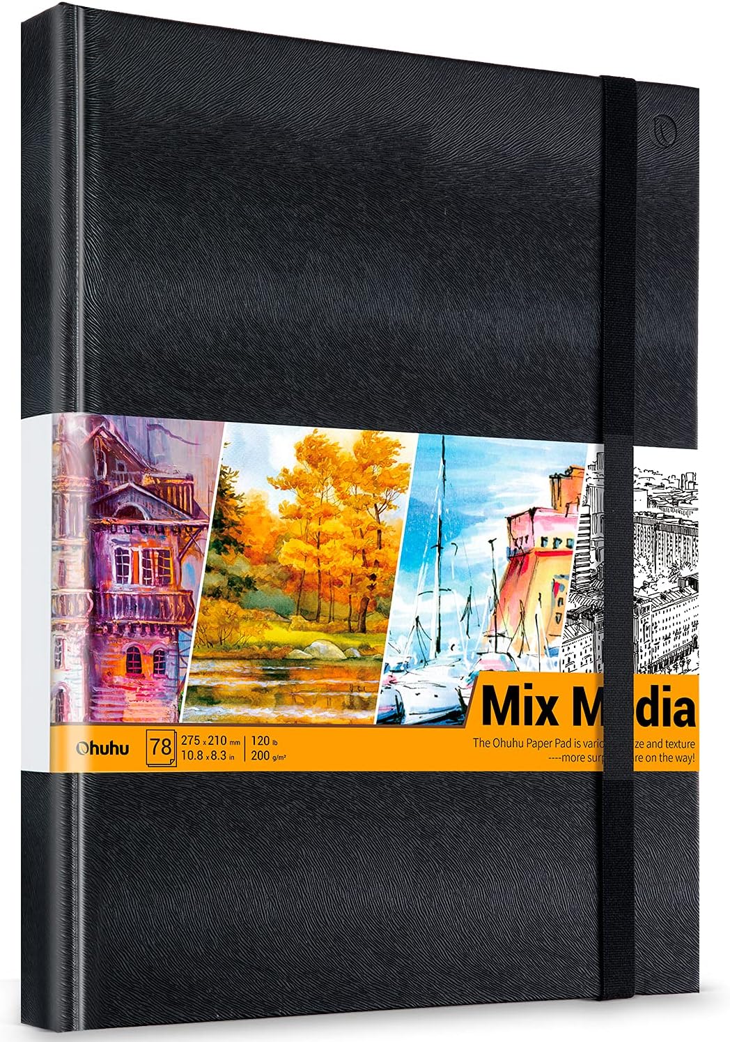 Ohuhu Mix Media Pad - 10.8"x8.3" Mixed Media Art Sketchbook, 120 llb/200 GSM Heavyweight Papers, 78 Sheets/156 Pages, PU Hardcover Mixed Media Paper Pad for Acrylic Painting Christmas Gift - Crafty Corner