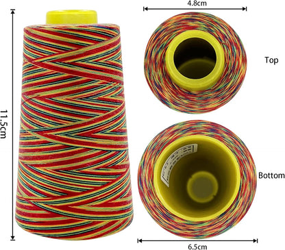 Tortoise 4 Cones of 3000 Yards Each Spool Thread for All Purpose, Serger, Overlock, Quilting, Sewing Machine - 40S/2 Rainbow-1