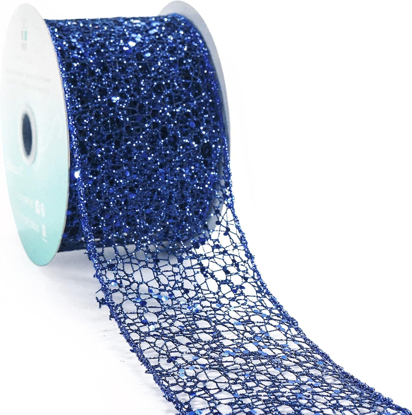 CT CRAFT LLC Sparkling Glitter Mesh Wired Ribbon 2.5" x 10 Yards Blue Navy for Christmas Home Decor Bow Gift Wrapping DIY Crafts Wreath - Crafty Corner