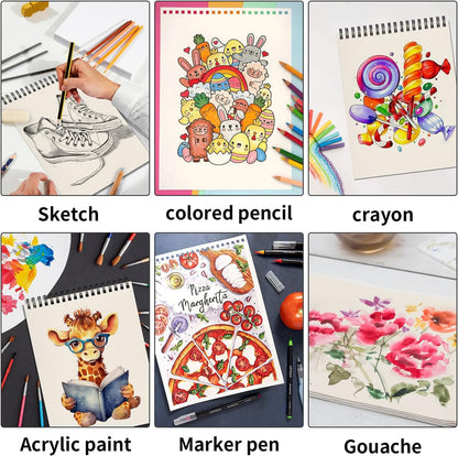 OSIMIG 10 Pack 5.5 * 8.5"" Sketch Books, 300 Sheet Drawing Paper, Mini Sketchbook for Kids, Drawing Pad, Top Spiral Bound Sketch Pad for Beginger, Adult Art Supplies, sumiaoben -10