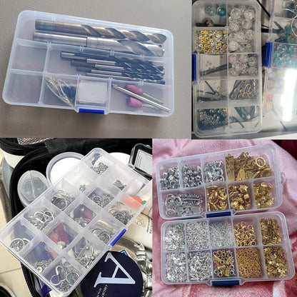 Xiaoyztan Clear Plastic Organizer, 8 Grids with Adjustable Dividers, Jewelry Box Bead Storage Container for Small Parts, Fishing Tackle, DIY Crafts, and Earrings